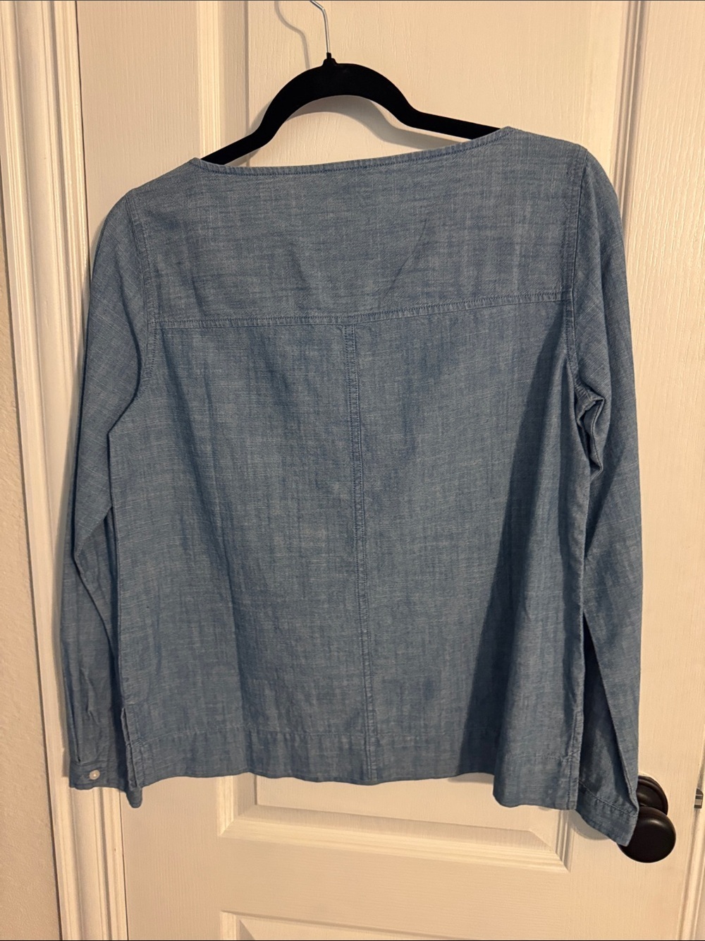J. Crew Chambray Scoop Neck Top in Light Blue - Picture 3 of 3